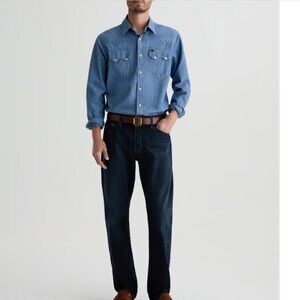 AG Adriano Goldschmied Men's Dark Blue Graduate Tailored Leg Denim Jeans 33 x 32